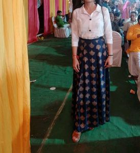 women viscose reyon shirt skirt set