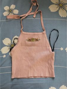 Forever 21 Floral Embroidered Halter Top