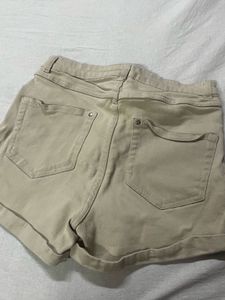 Beige Denim Shorts