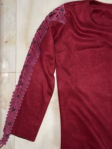 Elegant Maroon Embroidered Kurta