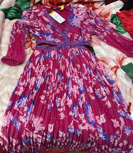 Magenta Floral Flared