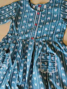 Blue Printed Cotton Dress