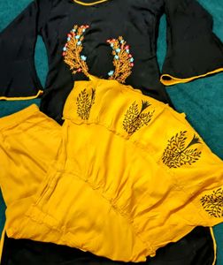 Elegant Black Embroidered Kurta Set