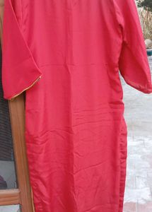 Elegant Red Kurta palazzo set with Gold Trim