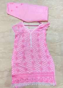 Chikankari Pink Kurta Set