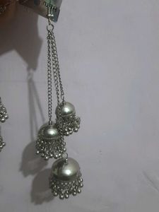 Preety Silver Colour Long Jhumkaas
