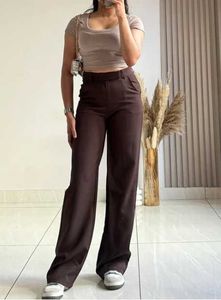 Coffee Brown Side Hook Trouser