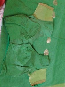 Pure Venkatagiri  Green Cotton Saree +Blouse
