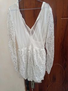 Unused White Sequin Embellished dress