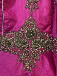 Pink &amp; Gold Embellished Anarkali Suit