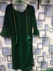 Green Kurti Lahenga Set