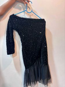 One-Shoulder Sequin Velvet Dress