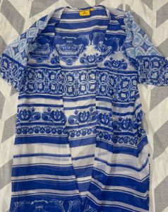 Blue Patterned Cover-Up
