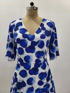 Blue Polka Dot Dress Length  40 Inches