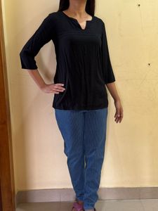 Black 3/4 Sleeve Casual Top