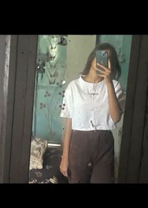 Korean White Crop Oversized Tshrt♥️!!