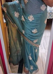 Teal Embellished Saree