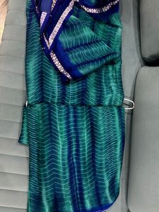 Pure Chiffon Green/Blue Saree
