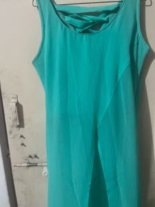 Elegant Teal Maxi Long top With Slit
