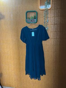 Flowy Blue Swiss Dot Midi Dress