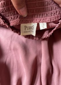 plusS Women Peach-Coloured Self Design Blouson Top