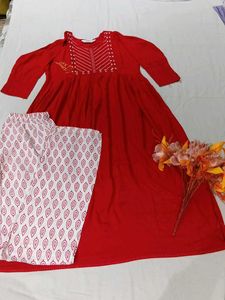 Red Kurti & Pant Set