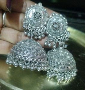 Silver Jhumka Earrings
