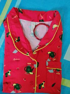 Red Patterned Zivame Pajama Set