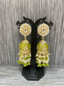 Green Jhumka Earrings