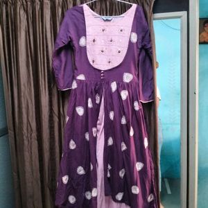 Dark Falsa And Baby Pink Mix Colour Kurti