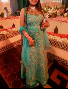 Elegant Teal Embroidered Anarkali