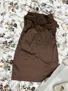 Brown Cami Dress With Sexy Back