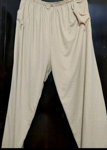Cream Trouser Black Lining Print For 36 Waist