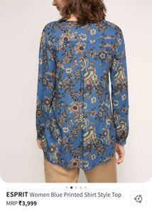 ESPRIT Imported Women Blue Printed Top