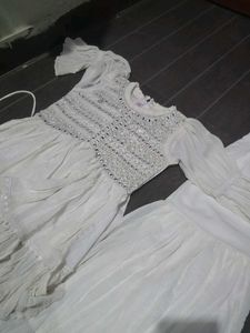 Girls&#39; White Salwar Kameez Set