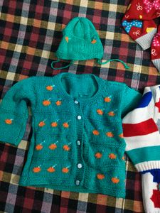 Knitted Baby Sweater Set combo