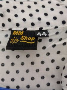 Polka Dot Roll Tab Sleeve Blouse