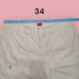 Like-New Esprit Women&#39;s White Cotton Cargo Pants