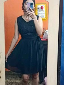 A-line Padded Lace Wrap Up Dress
