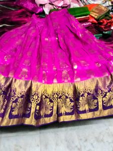 Pink & Gold Silk Lehenga Skirt