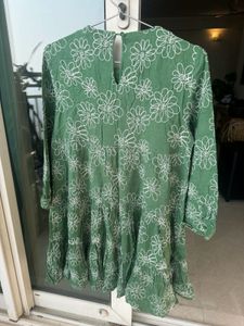 Green Floral Embroidered Dress (short)
