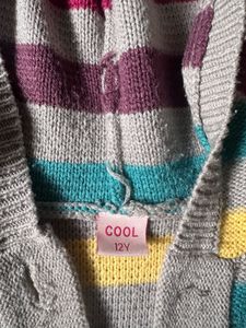 Striped Knit Hooded Cardigan