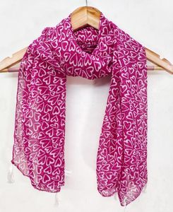 Pink Heart Print Scarf