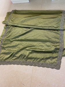 Pista olive green work saree - blouse piece