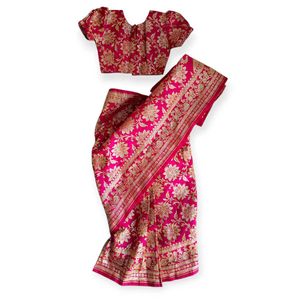 Pink Kids Benarasi Ready Saree