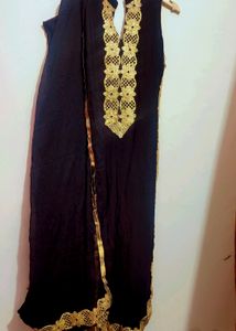 Black & Golden Party Wear Kurta With Dupatta