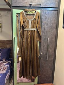 Lavanya Chocolate Brown Silk Long Dress & Dupata