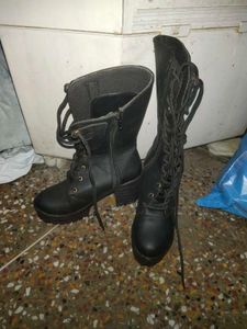 Black Lace-Up Combat Boots