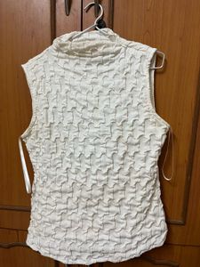 Textured Sleeveless Mock Neck Top