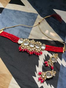 Red Kundan Necklace Set
